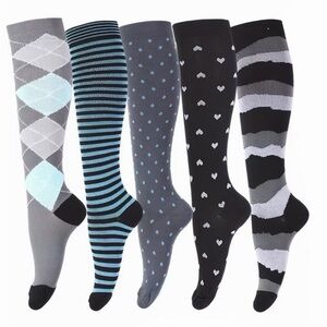 5 pairs Wide Calf Compression Socks for Women & Men size L/XL